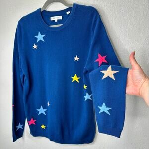 Chinti & Parker Navy Multi Star Long Sleeve Crewneck Sweater L
